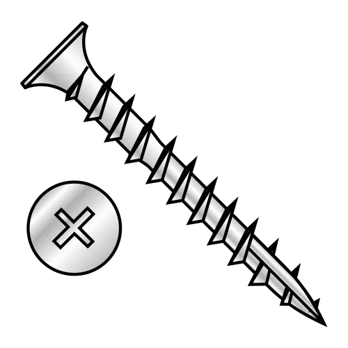 Phillips - Flat w/o Nibs - #17 Point - Deep Thread Wood Screws - Zinc