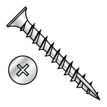 6-13X3/4 Phillips - Flat w/o Nibs - #17 Point - Deep Thread Wood Screws - Zinc