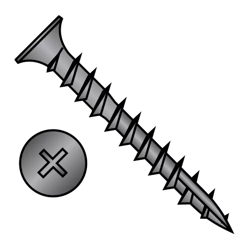 Flat - Phillips - w/o Nibs - #17 Point - Deep Thread Wood Screws - Black Oxide