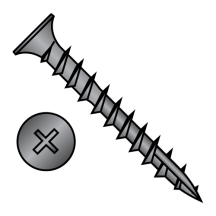 6-13X3/4 Flat - Phillips - w/o Nibs - #17 Point - Deep Thread Wood Screws - Black Oxide