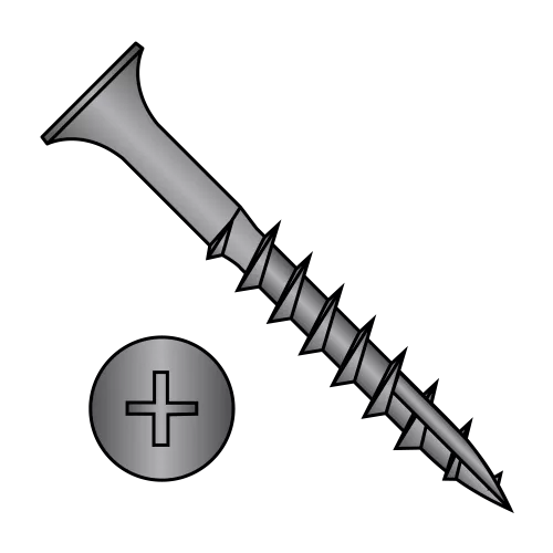 Flat - Phillip without Nibs - #17 Point - Deep Thread Wood Screws - Black Oxide - Partially Threaded