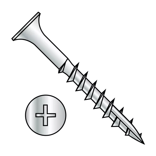 Phillips - Flat w/o Nibs - #17 Point - Deep Thread Wood Screws - Zinc - Partially Threaded