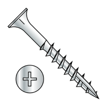 10-9X3 Phillips - Flat With Nibs - Wood Screws - #17 Point - Zinc - Partially Threaded
