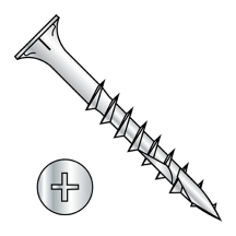 8-9X1 1/4 FLAT W/NIBS - PHILLIPS - DEEP THREAD SCREWS - DOUBLE #17 PT. - Zinc