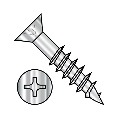Flat - Phillips - Deep Thread Wood Screws - Partial Thread - 410 Stainless