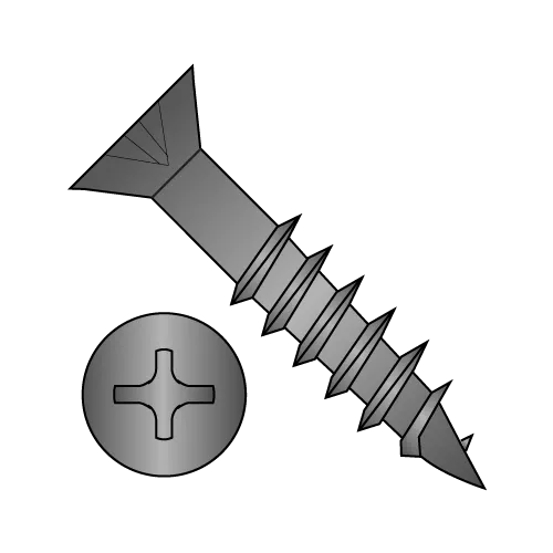 Flat - Phillips - Deep Wood Screws - Partial Thread - Black Oxide