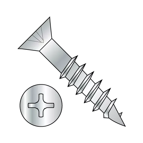Flat - Phillips - Deep Thread Wood Screws - Partially Threaded - Zinc