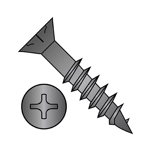 Phillips - Flat with Nibs - Deep Thread Wood Screws - Black Oxide - Partially Threaded