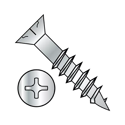 Phillips - Flat with Nibs - Deep Thread Wood Screws - Zinc - Partially Theaded