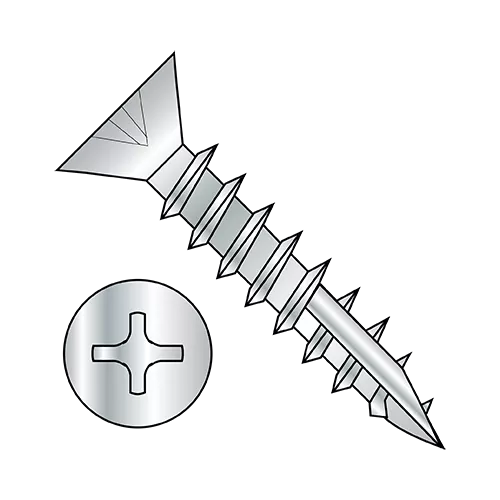 Large Flat - Phillips - With TYPE 17 Point - Deep Thread Wood Screws with Coarse Thread - Nickel