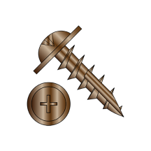 7-12X7/8 Round Washer - Phillips - #8 Head - Hinge Screws With Long Type 17 Point - Antique Brass