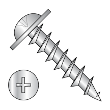 8-11X3/4 Round Washer - Phillips - Deep Thread Wood Screws - Full Thread - Zinc