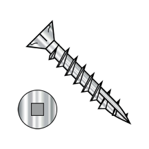 8-8X1 Flat With Nibs - Square Drive - Deck Screws With #17 Point - 18-8 Stainless Steel - Full Thread
