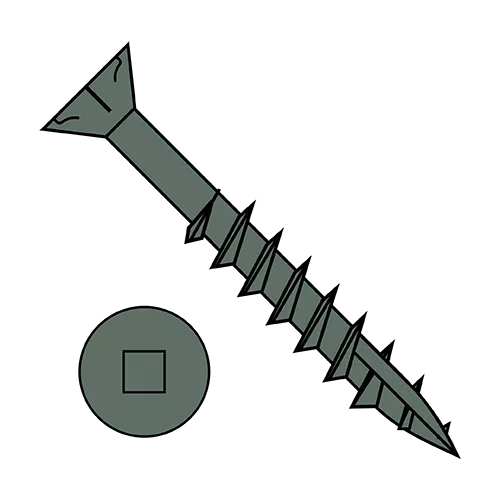 Flat w/ Nibs - Square Drive - Deck Screws - Type 17 Point - Ceramic Green
