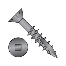 9-10X2 1/2 #8 Flat Square Recess Drive - WITH NIBS - Deep Thread Wood Screws with #17 Point - Black Oxide