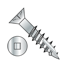8X1 5/8 Square Recess - Flat with Nibs - Deep Thread Wood Screws w/ Type-17 Point - Partial Thread - Zinc