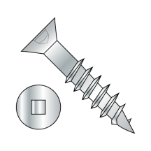 6X1 1/4 Flat - Square Recess - Deep Thread Wood Screws - Partial Thread - Zinc
