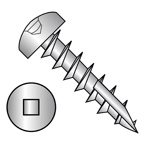 Pan - Square Recess - Deep Thread Wood Screws - #17 Point - 18-8 Stainless