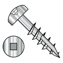 6-13X1 1/4 Pan - Square Recess - Deep Thread Wood Screws - #17 Point - Partially Threaded - 18-8 Stainless