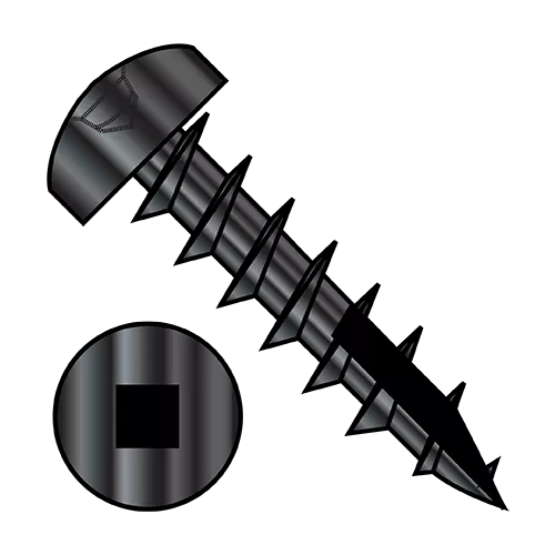 Pan - Square Recess - Deep Thread Wood Screws - #17 Point - Black Oxide