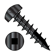 10-9X1 Pan - Square Recess - Deep Thread Wood Screws - #17 Point - Black Oxide