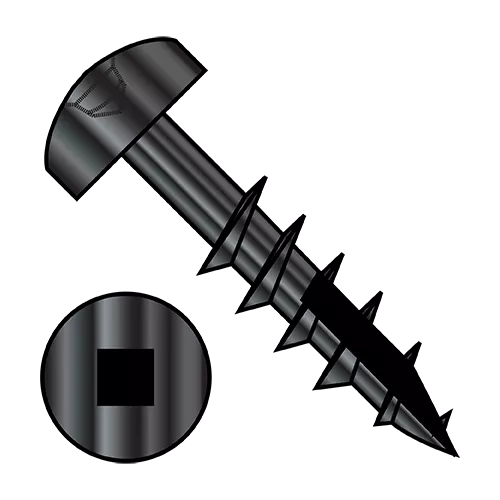 Pan - Square Recess - Deep Thread Wood Screws - #17 Point - Partially Threaded - Black Oxide