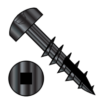 Pan - Square Recess - Deep Thread Wood Screws - #17 Point - Partially Threaded - Black Oxide