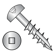 Pan - Square Recess - Deep Thread Wood Screws - #17 Point - Partially Threaded - Zinc