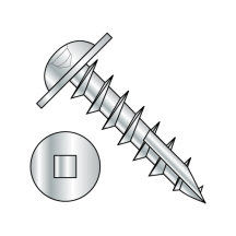 8-11X3/4 Round Washer - Square Recess - Deep Thread Wood Screws - #17 Point - Full Thread - Zinc