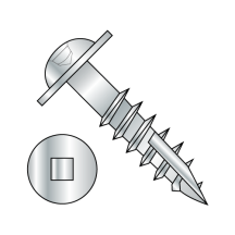 Round Washer - Square Recess - Deep Thread Wood Screws - #17 Point - Partial Thread - Zinc