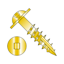 Round Washer - Square Recess - #17 Point - Deep Thread Wood Screws - Zinc Yellow
