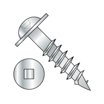 10-9X1 3/4 Round Washer - Square Recess - Deep Thread Wood Screws - Partial Thread - Zinc