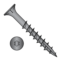 9X2 1/2 Six Lobe - Flat With Nibs - Deep Thread Wood Screws - #17 Point - Black Oxide- Partially Threaded