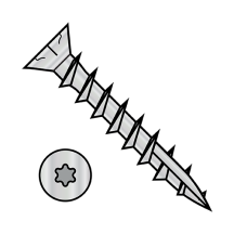 6X1 Six-Lobe - Flat Head w/ Nibs - Deck Screws - #17 Point - Full Thread - High Corrosion Resistance - Zinc