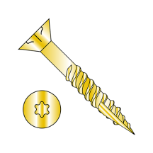 9X2 1/2 Flat With Nibs - Six Lobe - Exterior Screws with Type 17 Point - Zinc Yellow - Partially Threaded