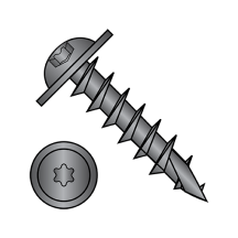 8-11X3/4 Round Washer - Six Lobe - Type 17 Point - Deep Thread Wood Screws - Black Oxide