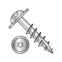 10-9X3 1/2 Round Washer - Six Lobe - Deep Thread Wood Screws - Long #17 Point - Partial Thread - Zinc
