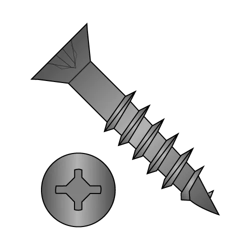 Flat - Square - Phillips - Combo Recess - Deep Thread Wood Screws - Partial Thread - Black Oxide