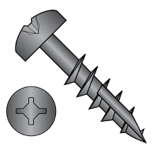8-11X2 Pan - Square Phillips Combo - Deep Thread Wood Screws - #17 Point - Partially Threaded - Black Oxide