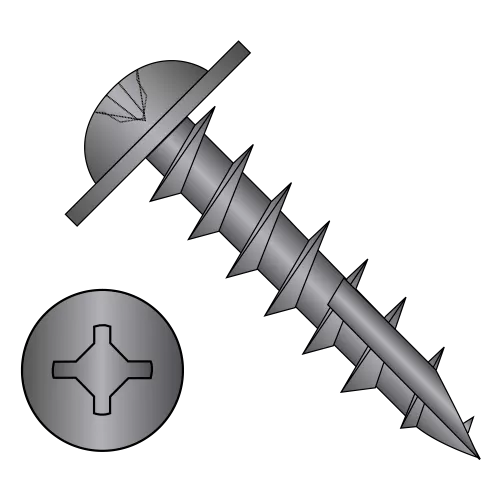 Round Washer - Combo Recess - Deep Thread Wood Screws #17 Point - Full Thread - Black Oxide