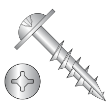 8-11X2 Round Washer - Combo Drive - Deep Thread Wood Screws #17 Point - Partial Thread - Zinc