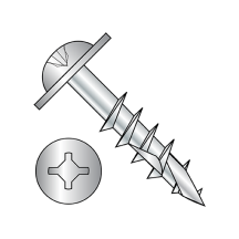 Round Washer - Square Phillips Combo - Deep Thread Wood Screws - Double #17 Pt. - Zinc
