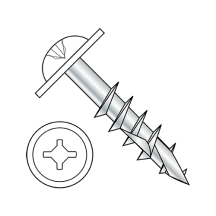 10-9X3 Round Washer - Square Phillips Combo - Deep Thread Screws - Double #17 Pt. - Zinc - White Head