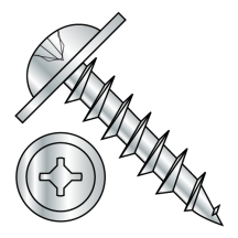 8-11X1 Round Washer - #10 Head - Square / Phillips Combo Recess - Fully Threaded - Deep Thread Wood Screws - Zinc