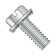12-24X1/2 Slotted - Hex Washer - External - SEMS - Machine Screws - Zinc