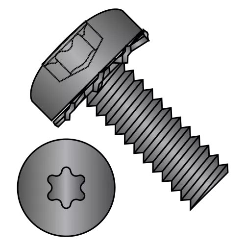 Pan - Six-Lobe - External - SEMS - Machine Screws - Black Zinc
