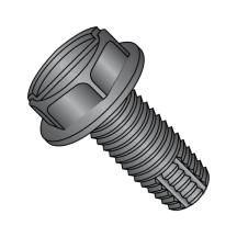6-32X3/8 Hex Washer - Slotted - Type F - Thread Cutting Screws - Black Oxide