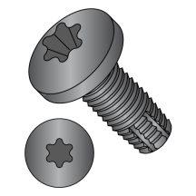 5/16-18X5 Pan - Six-Lobe - Type F - Partially Threaded - Thread Cutting Screws - Black Phosphate