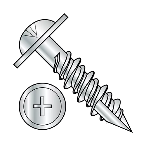Round Washer - Phillips - High Low Thread - Installation Screws - #17 Point - Zinc