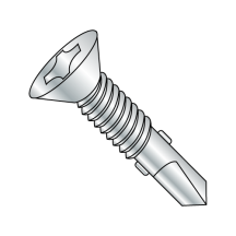 1/4-20X3 #4 Point - Flat - Phillips with Wings - Self Drilling Screws with Machine Screw Threads - Zinc
